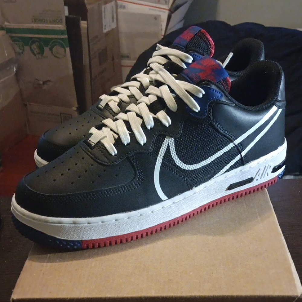 Nike Air Force 1 Low React (2020) Black White Gym Red & Blue Mens 10 W11.5 W/BOX - Picture 2 of 13